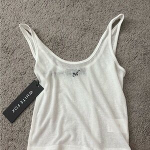 White Fox Boutique Fitted White Tank Top Semi Sheer Cover Up
